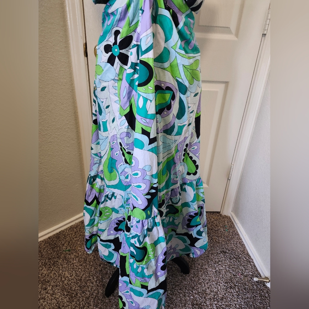 Steve Madden Teal Green Cutout Multicolor Maxi Dress M - Picture 8 of 12
